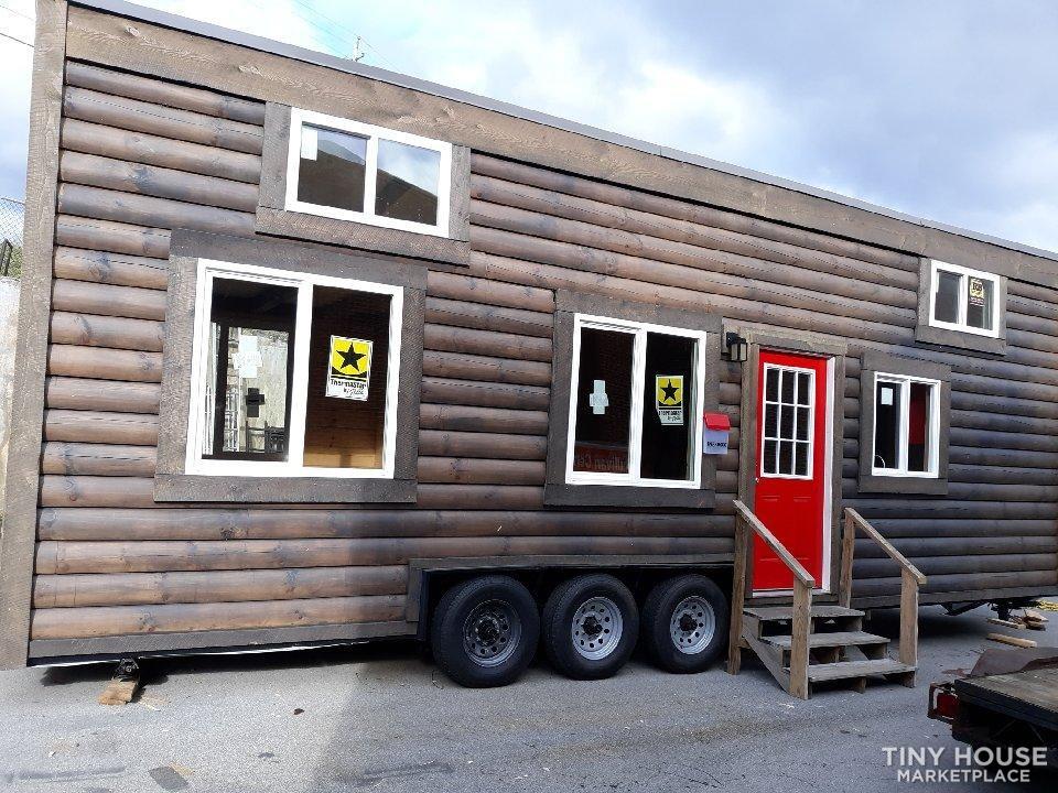 "Real Logs" Tiny House on New DOT Approved Tandem Trailer 8' x 32', Dual Lofts
