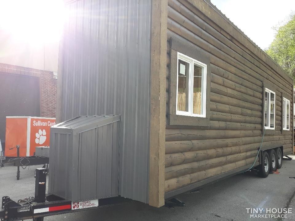 "Real Logs" Tiny House on New DOT Approved Tandem Trailer 8' x 32', Dual Lofts - Image 3 Thumbnail