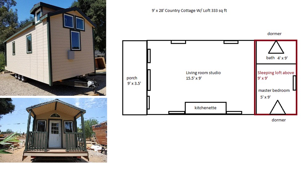 9 x 28 COUNTRY COTTAGE Tiny House professionally built w/ composting toilet - Image 2 Thumbnail