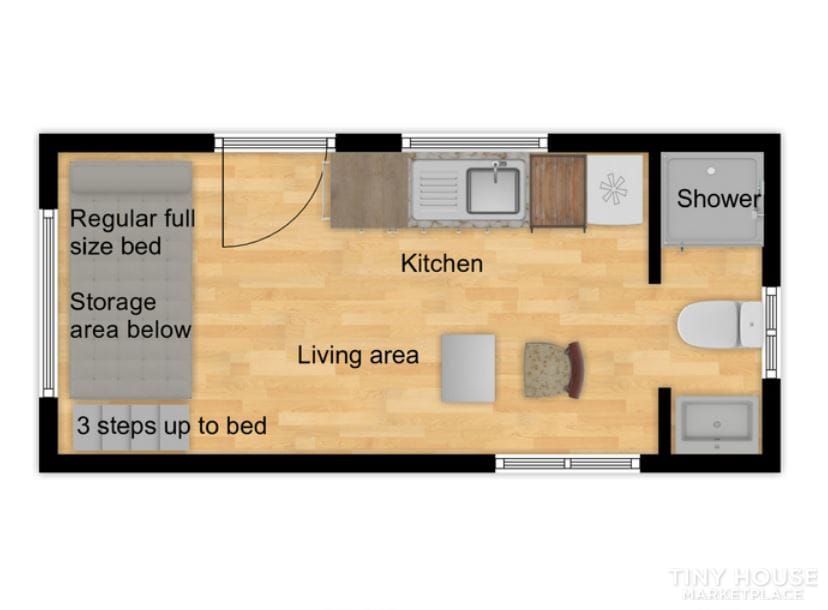 Ready to live, no work needed! A lot of sunshine in this tiny house!