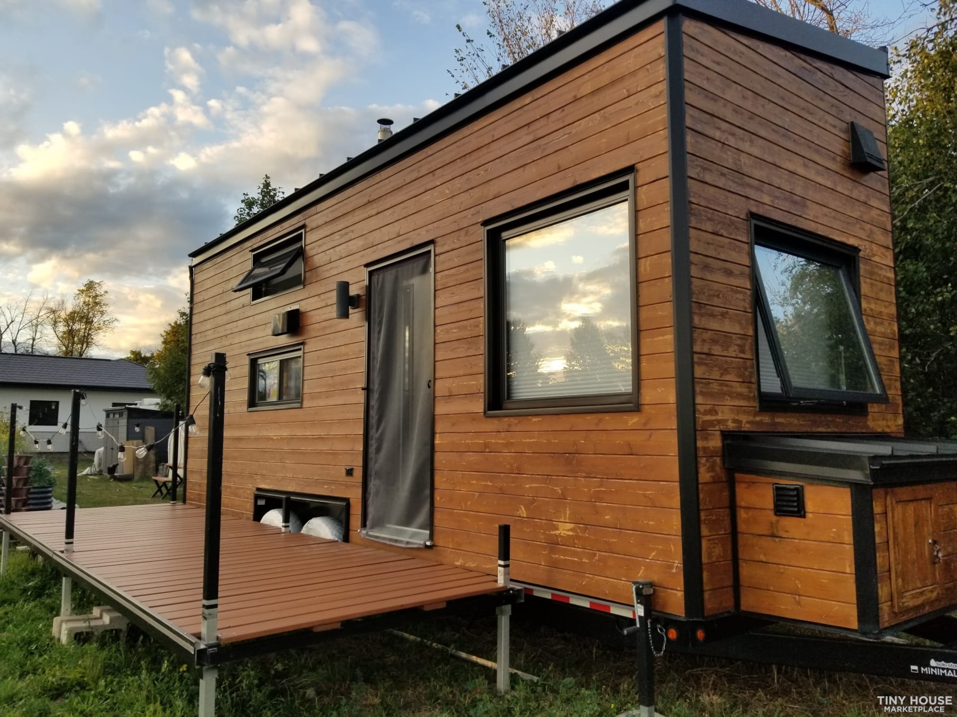 Cedar and poplar cabin on wheels