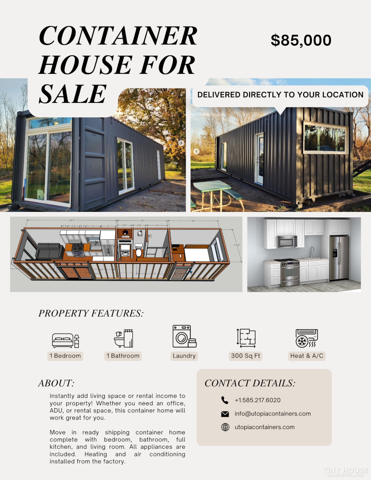 Container Home - 1 Bed 1 Bath with Laundry! Full Size appliances, high quality - Image 1 Thumbnail