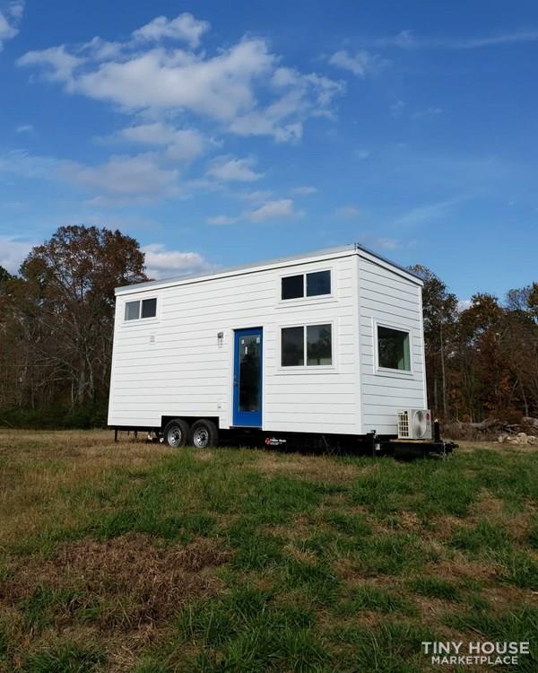 Custom Modern Farmhouse 24x8 Tiny house built by Wind River Tiny Homes 90% done