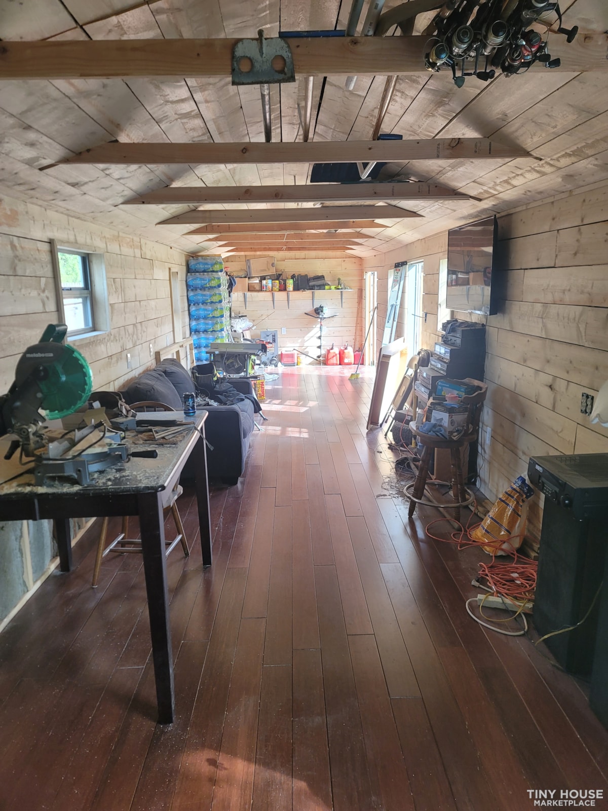 Modern outside cabin inside 