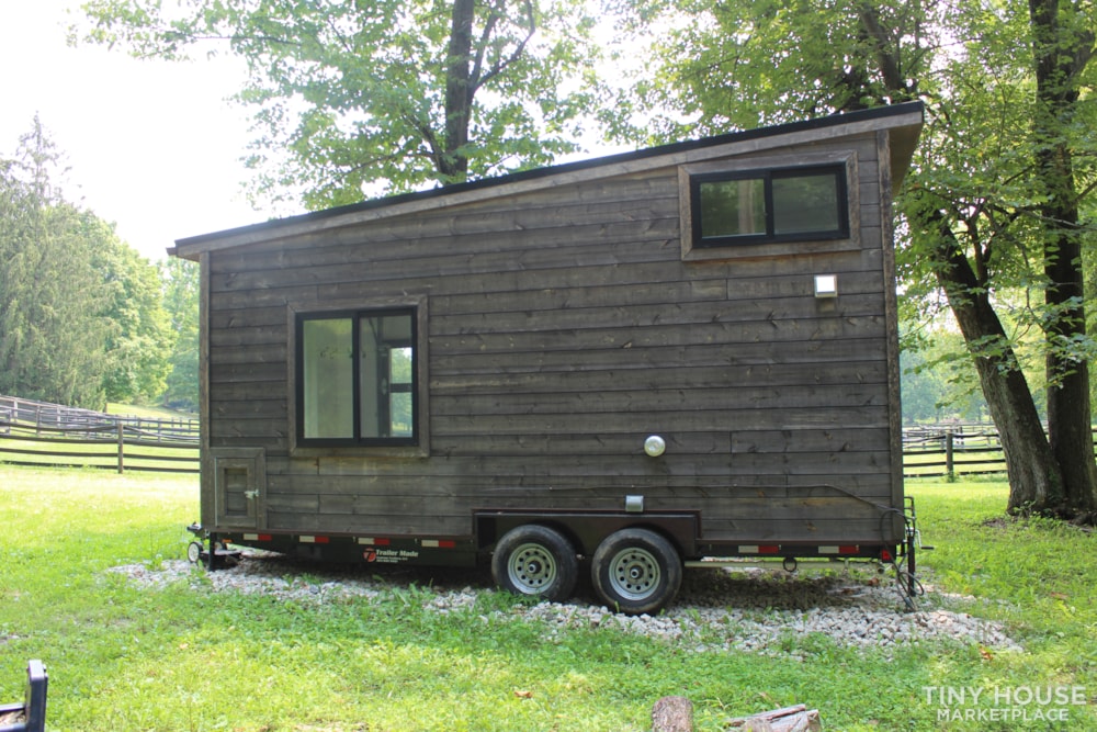 Modern Tiny Living Wood Panel Tiny House, Furnished w Garage Door & Solar Panels - Image 2 Thumbnail