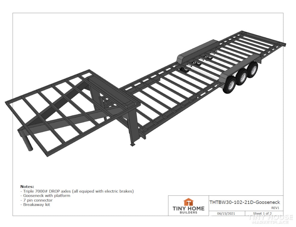 Official Tiny Home Builders 30' x 102" Gooseneck Trailer - Image 3 Thumbnail