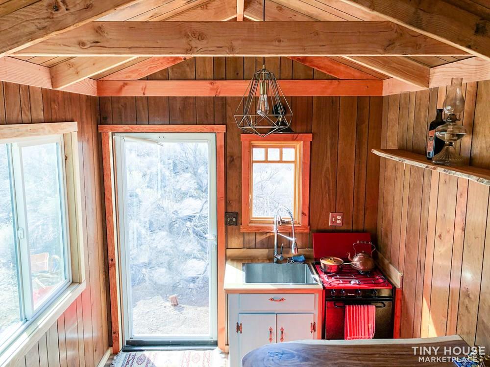 Tiny Red Cabin on Wheels SOLD - Image 1 Thumbnail