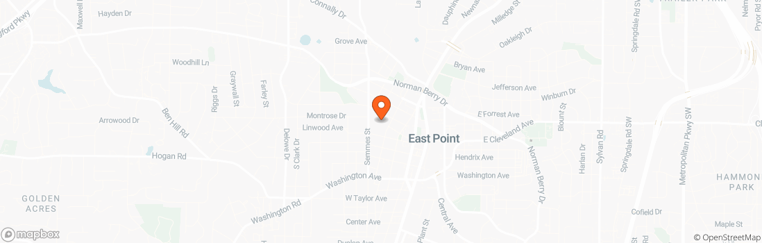 Map location for Eco Cottages at East Point Atlanta 